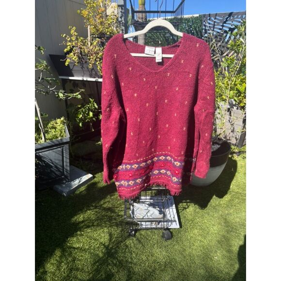 VTG Size 2X Villager Sport Woman Oversized Red Sweater - Picture 2 of 4